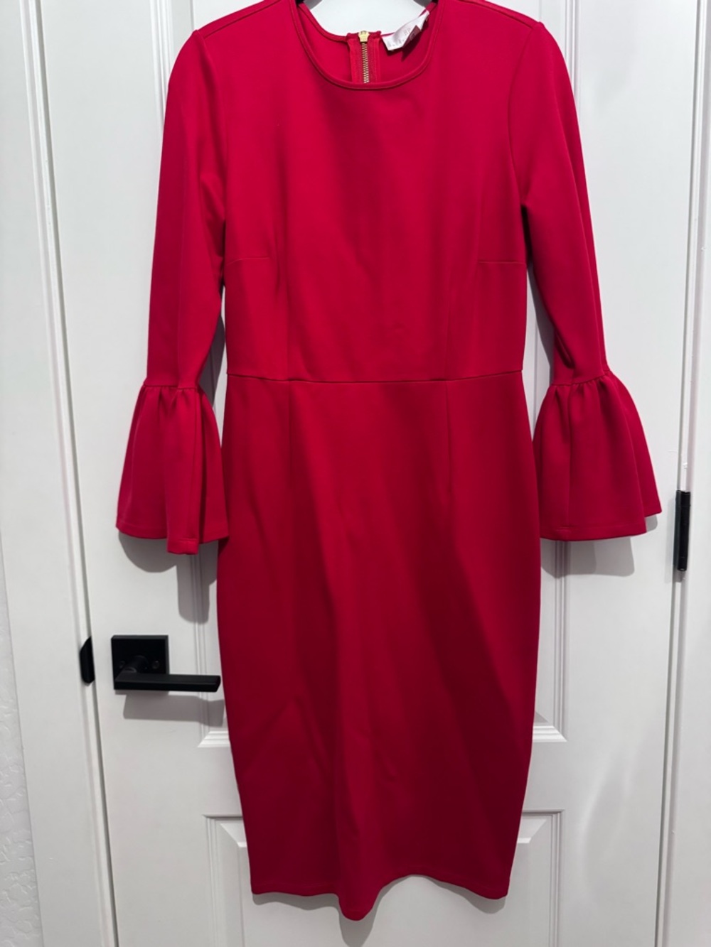 Rachel Parcell Vibrant Red Long-Sleeve Bell Cuff Sheath Dress